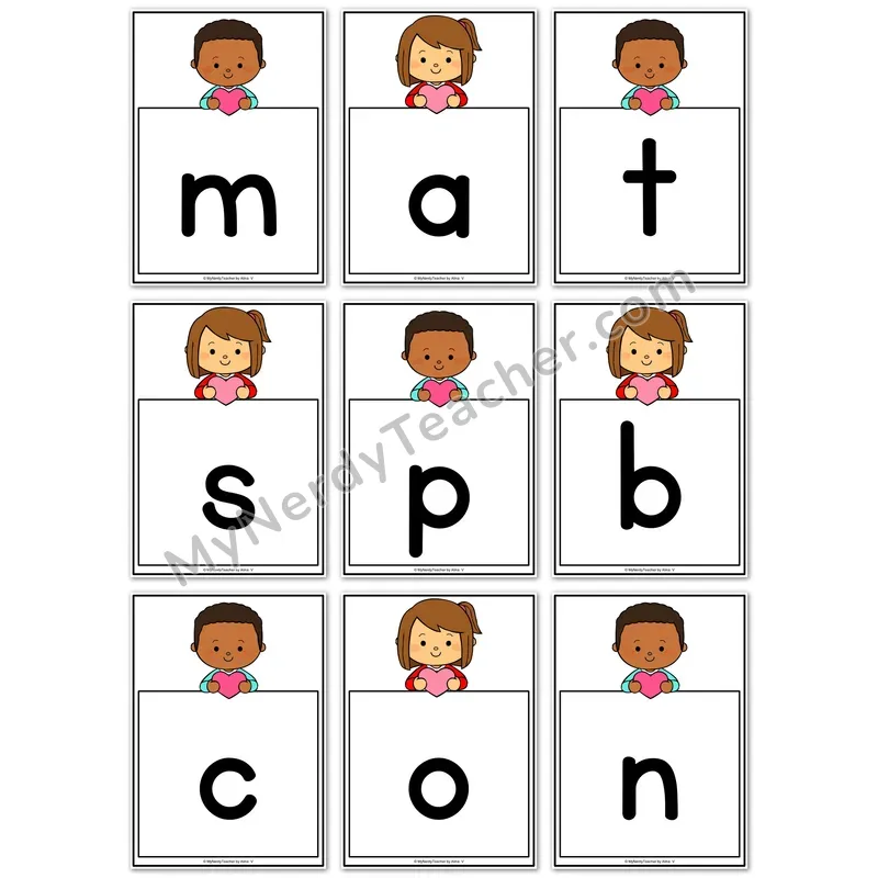 Visual Drill Cards — VDay Set 1 Phonics Sound Cards