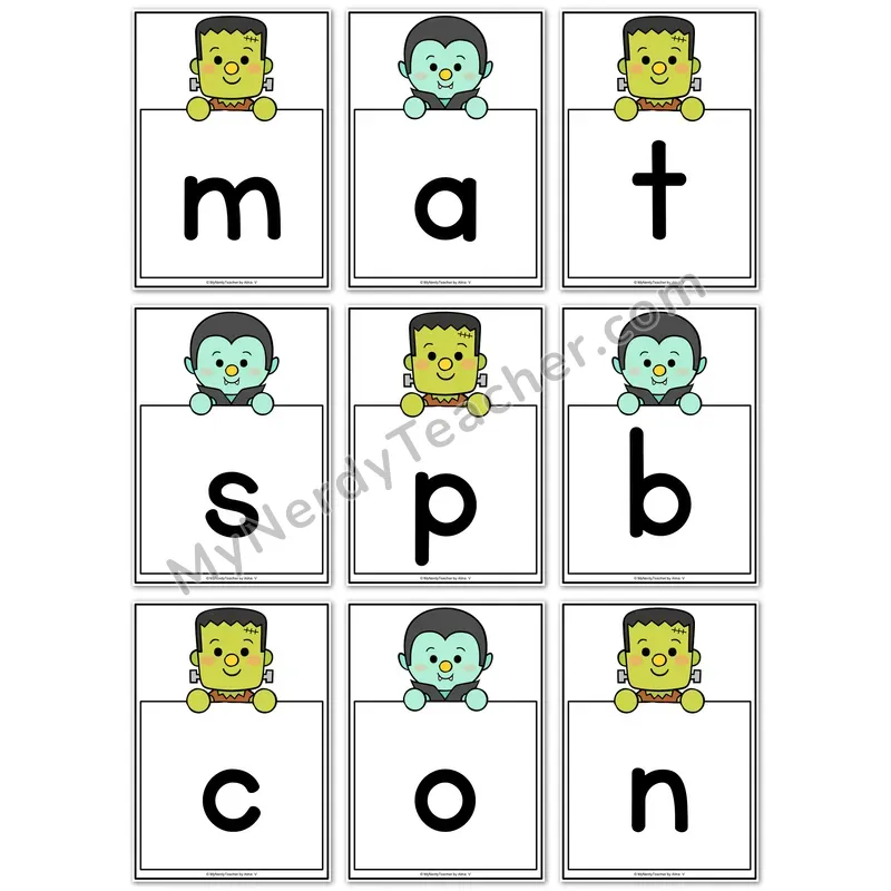 Visual Drill Cards — Halloween Set 1 Phonics Sound Cards