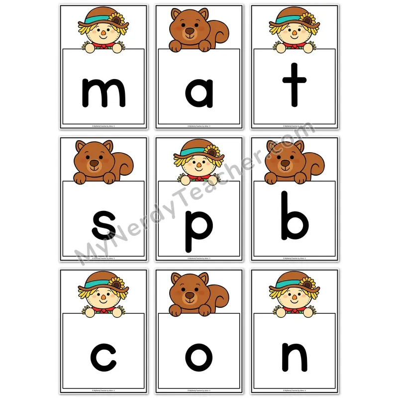 Visual Drill Cards — Fall Set 1 Phonics Sound Cards