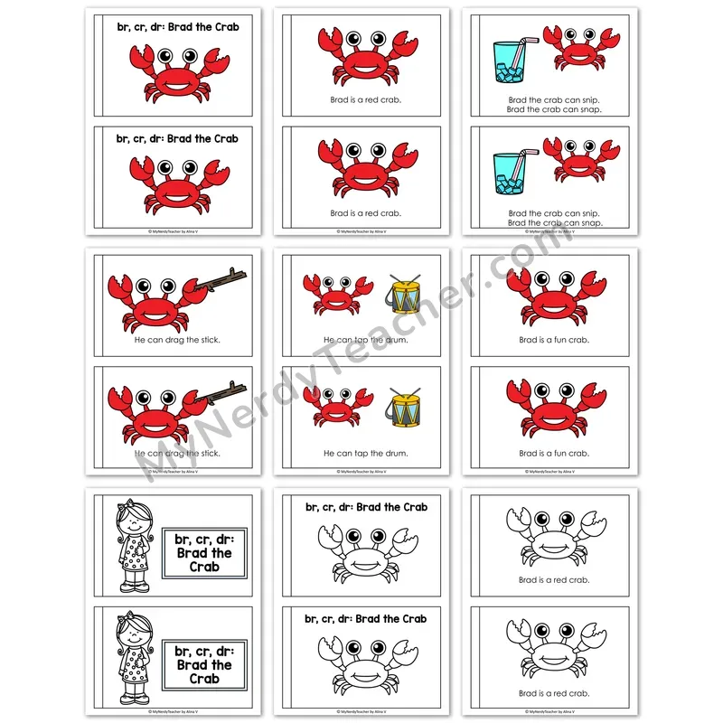 BR, CR, DR Decodable Book — "Brad The Crab" Printable Reader