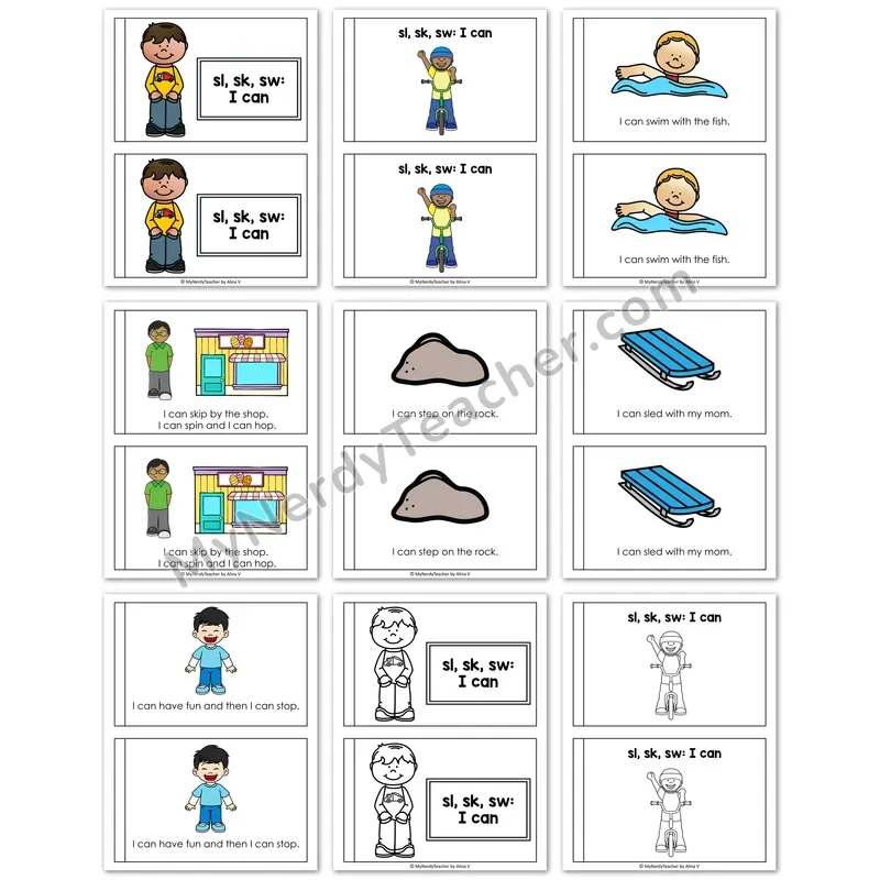 SL, SK, SW Decodable Book — "I Can" Printable Reader