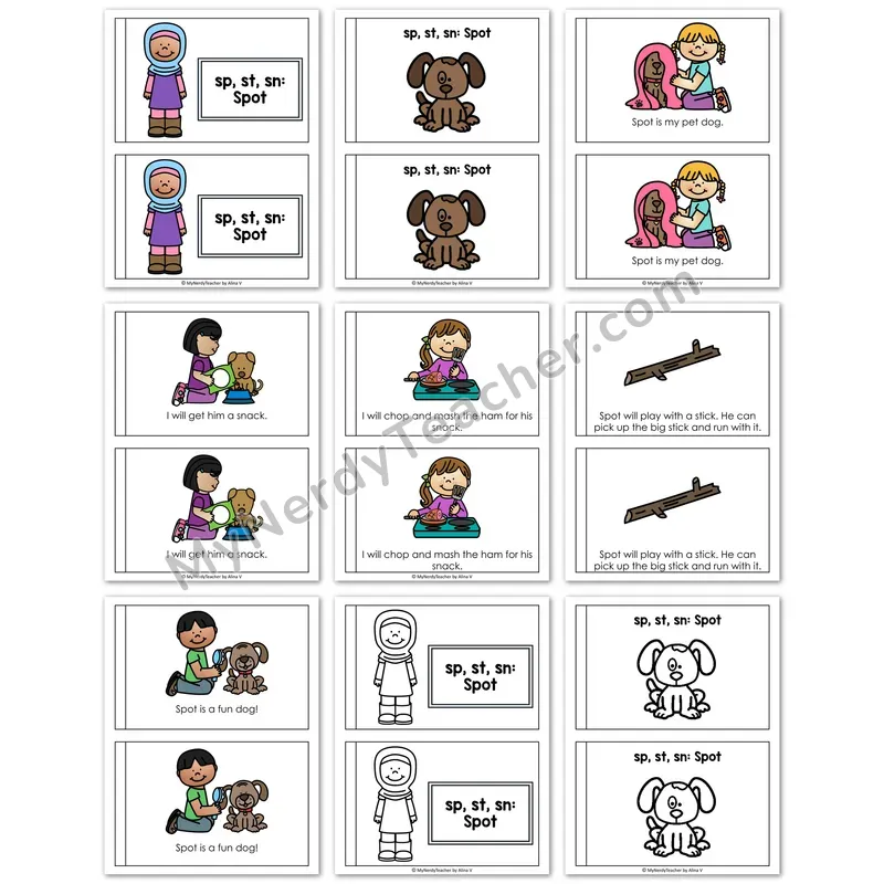 SP, ST, SN Decodable Book — "Spot" Printable Reader