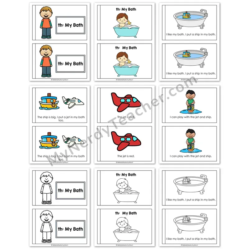 -TH UNVOICED Decodable Book — "My Bath" Printable Reader