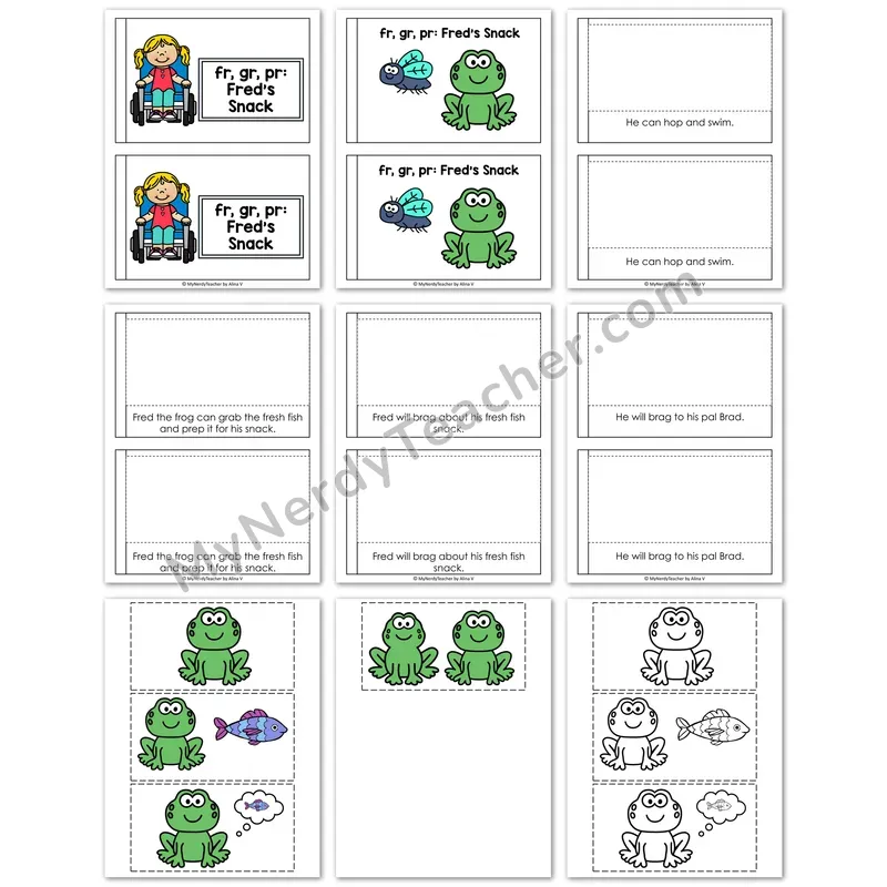FR, GR, PR Decodable Puzzle — "Fred's Snack" Sentence Sequencing