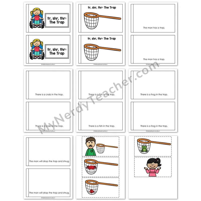 TR, SHR, THR Decodable Puzzle — "The Trap" Sentence Sequencing