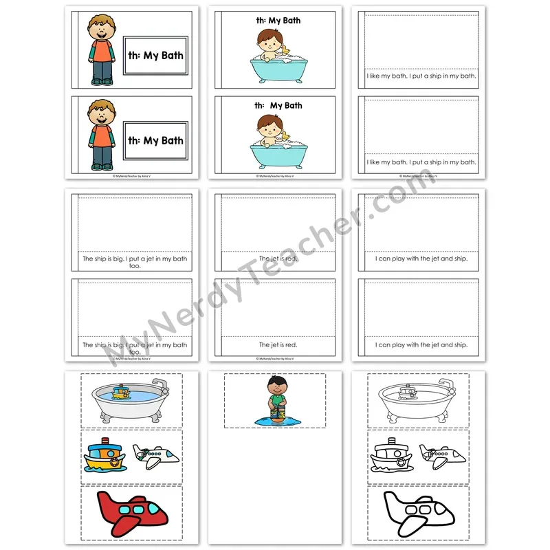 -TH UNVOICED Decodable Puzzle — "My Bath" Sentence Sequencing
