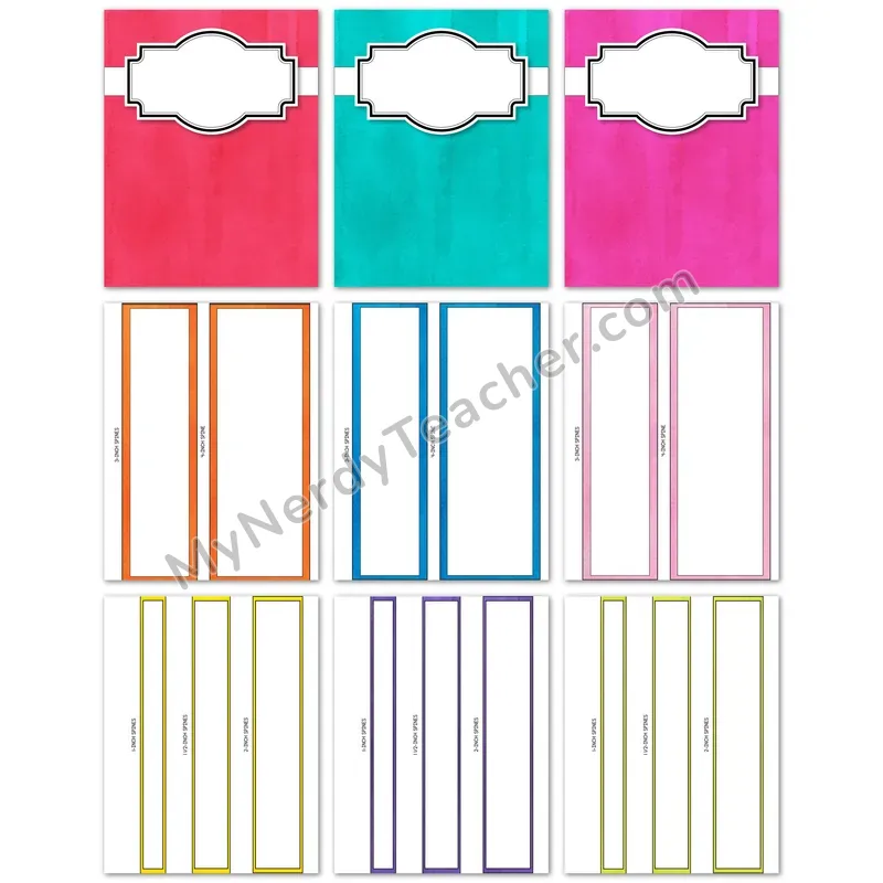 Editable Binder Covers and Spines — Watercolor Design