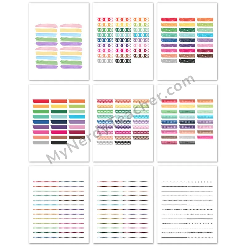 Editable Digital Stickers — Highlighters, Tape, and Color Strips for Planners