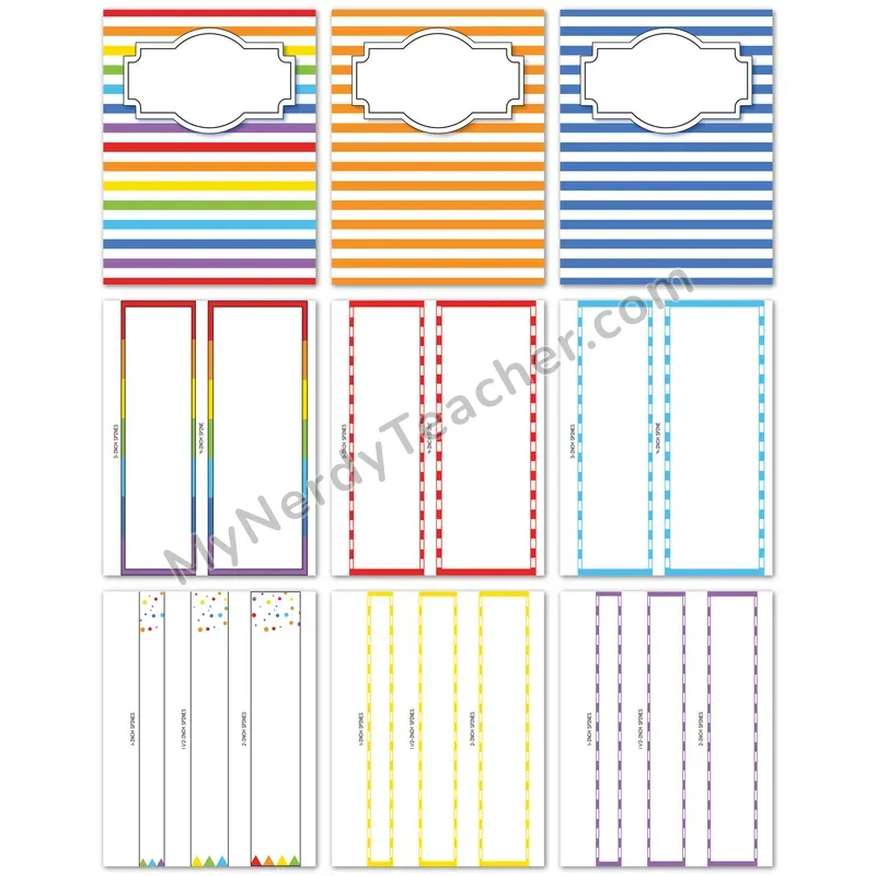 Editable Binder Covers and Spines — Confetti Design