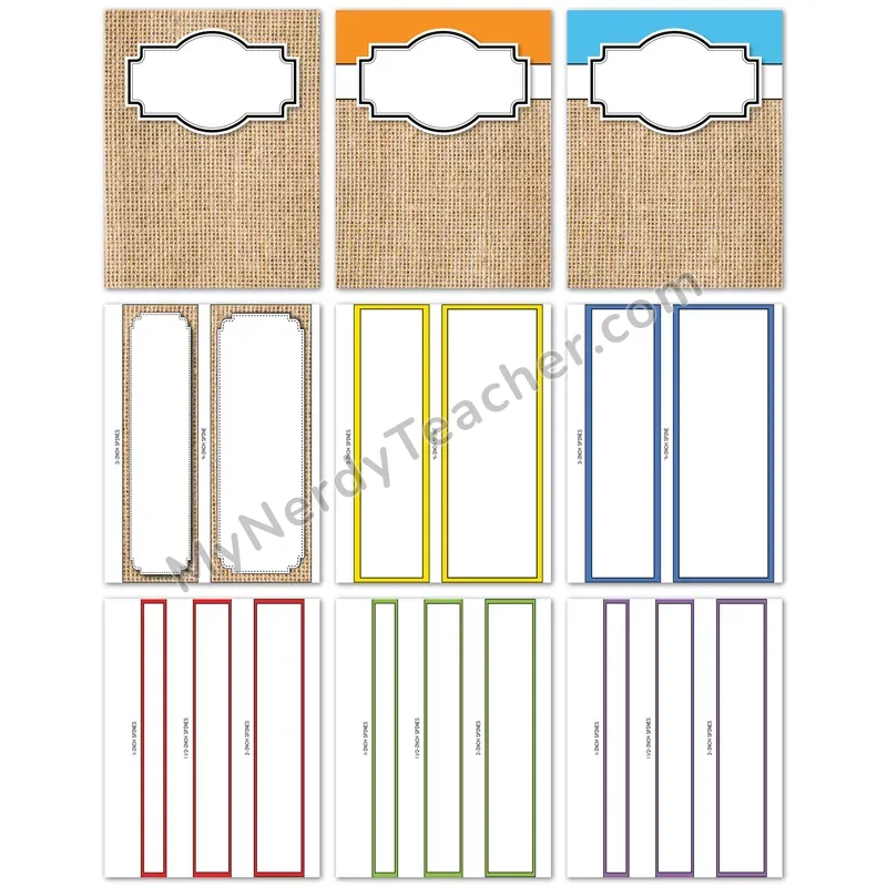 Editable Binder Covers and Spines — Burlap Rainbow Design