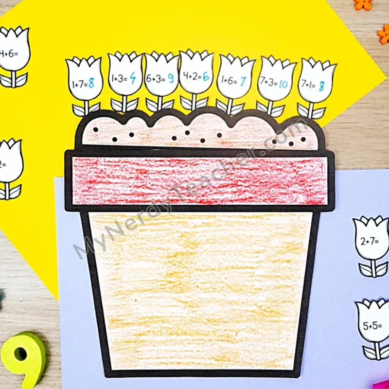 Tulip Math Craft — Spring Cut and Paste Activity
