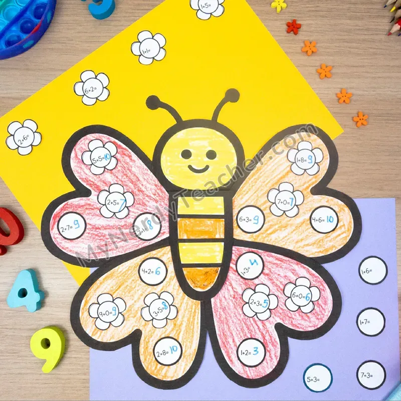 Butterfly Math Craft — Spring Cut and Paste Activity