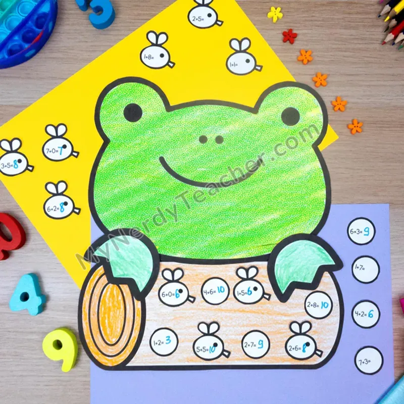 Frog Math Craft — Spring Cut and Paste Activity