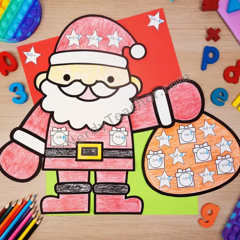 Santa Math Craft — Christmas Cut and Paste Activity