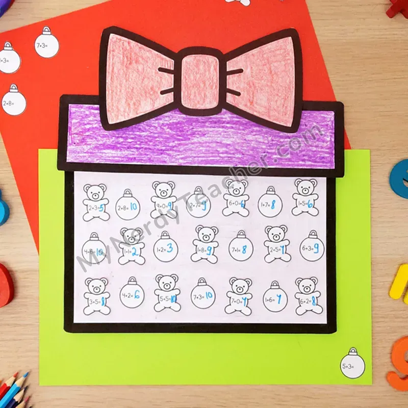 Present Math Craft — Christmas Cut and Paste Activity