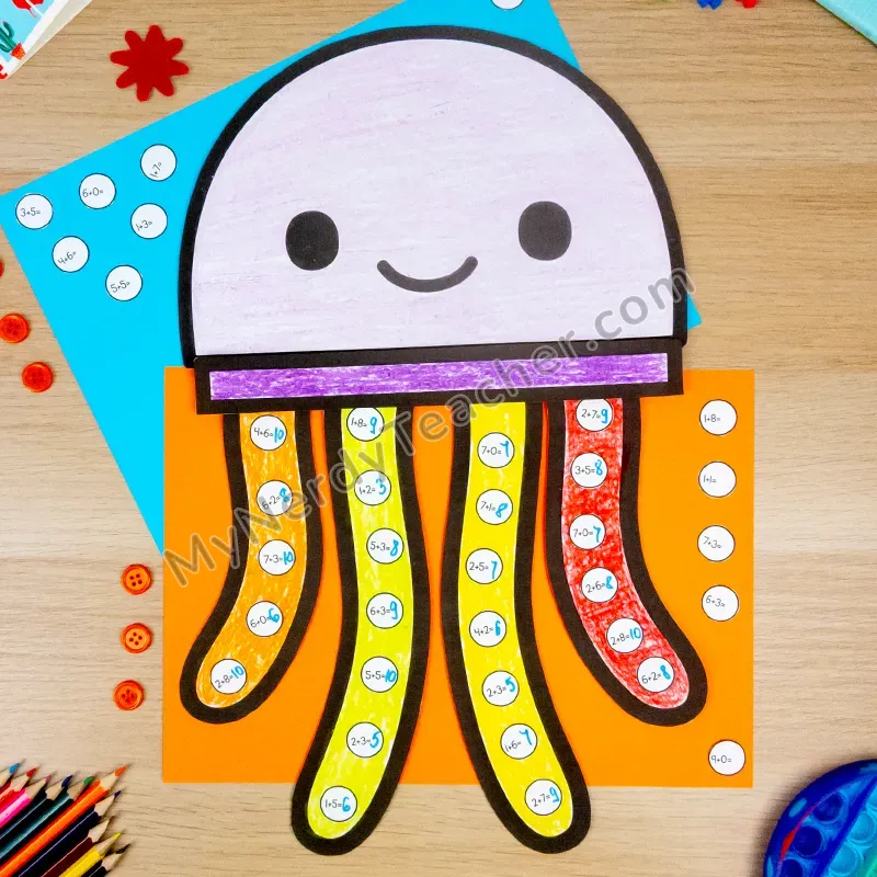 Jellyfish Math Craft — Ocean Summer Cut and Paste