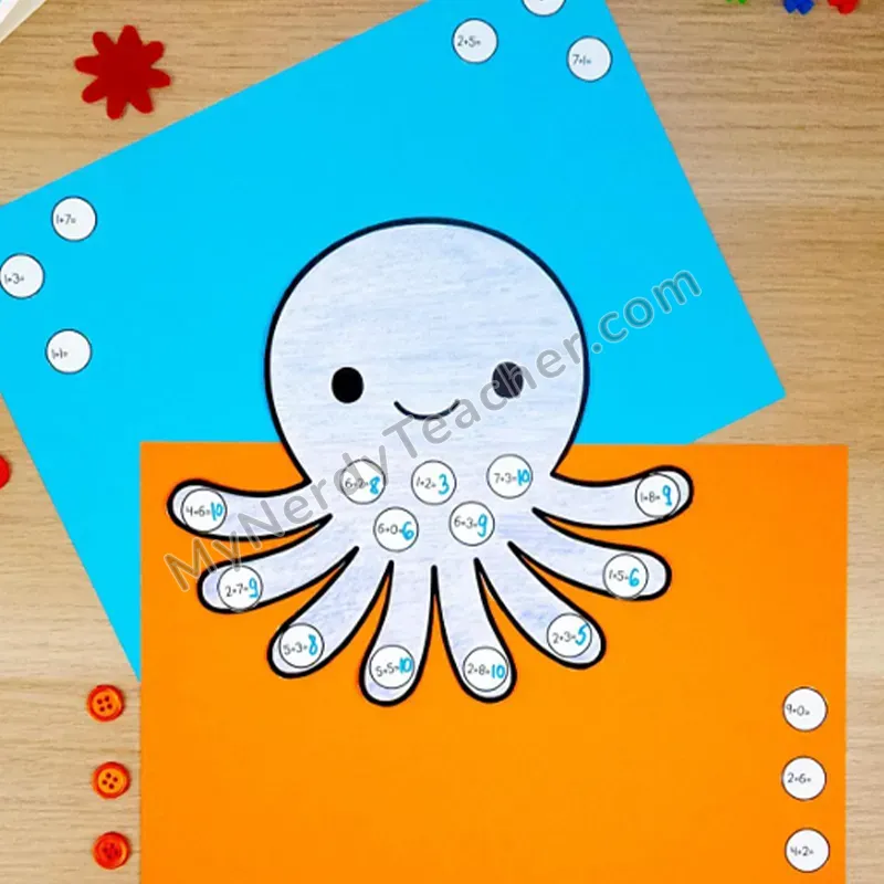 Octopus Math Craft — Ocean Summer Cut and Paste