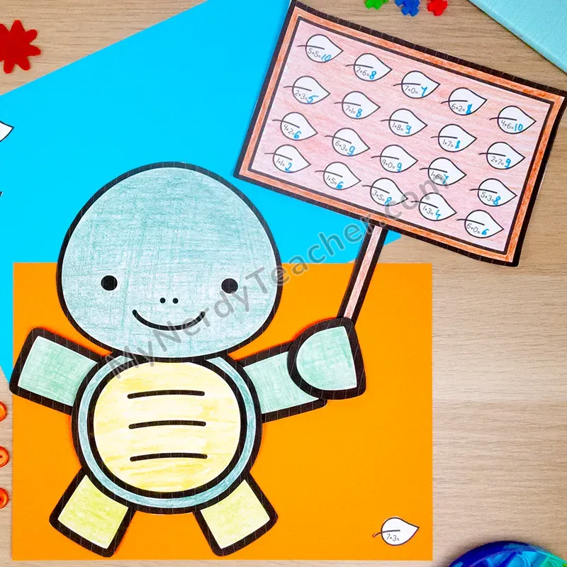 Sea Turtle Math Craft — Ocean Summer Cut and Paste