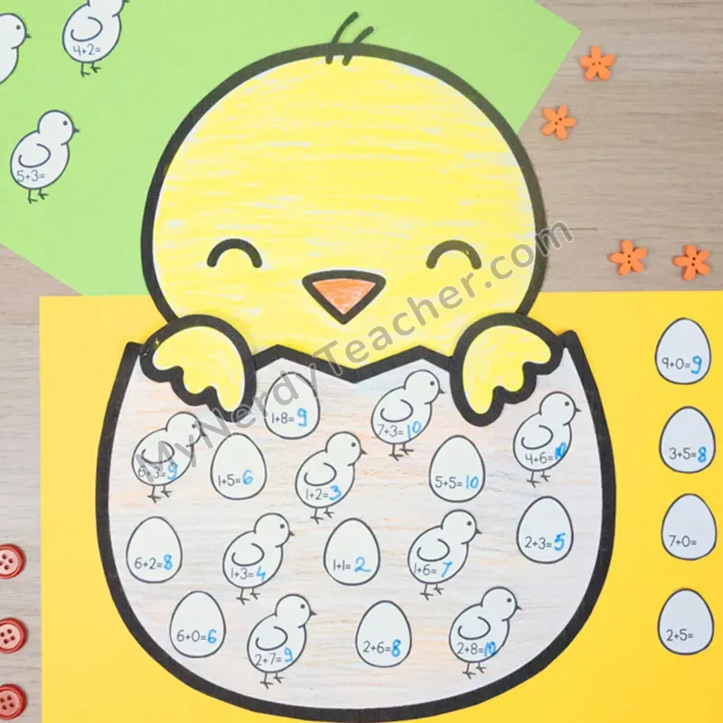 Chick Math Craft — Spring Cut and Paste Activity