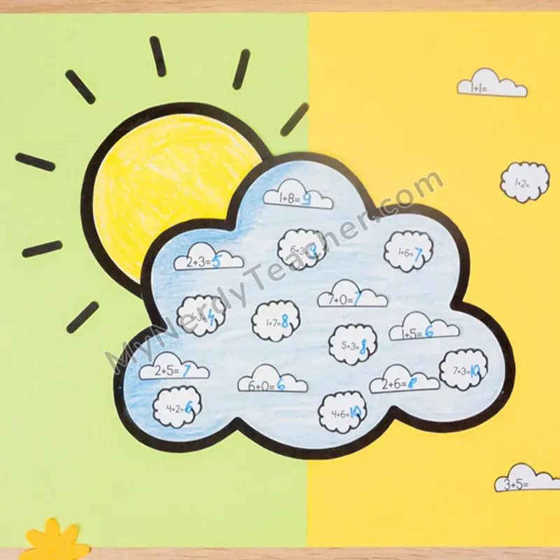 Cloud Math Craft — Spring Weather Cut and Paste