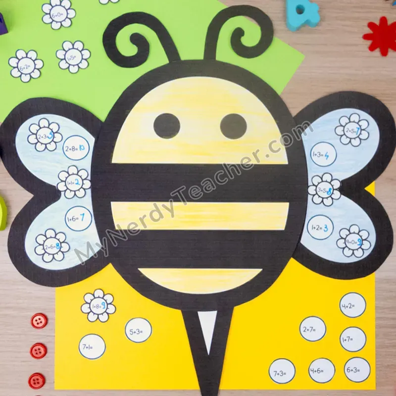 Bee Math Craft — Spring Cut and Paste Activity