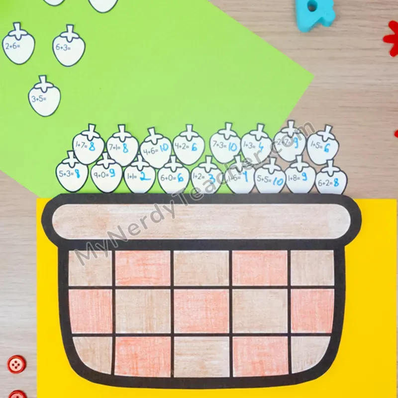 Strawberry Math Craft — Spring Cut and Paste Activity