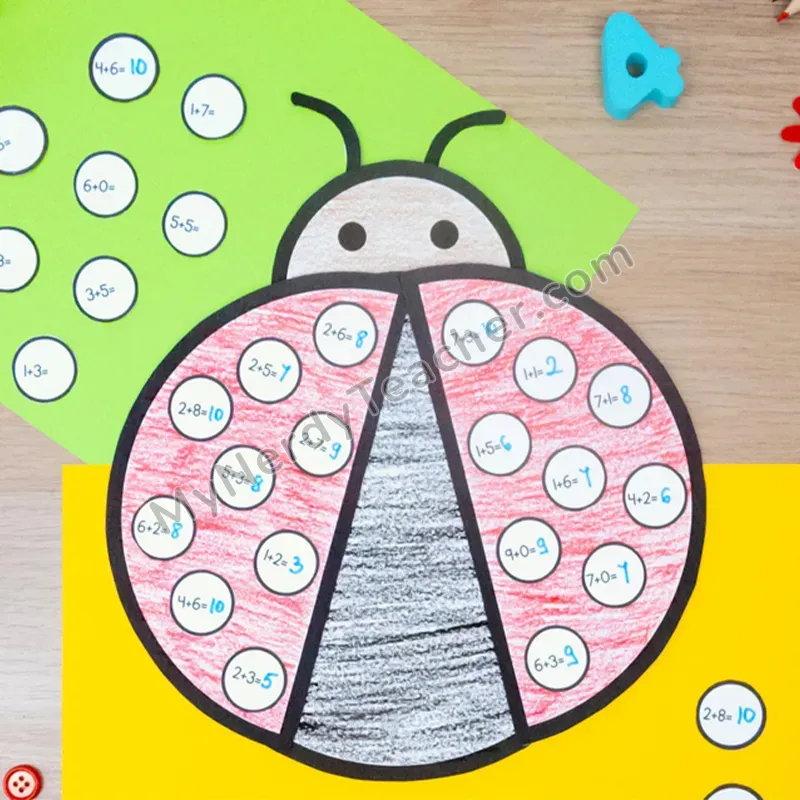 Ladybug Math Craft — Spring Cut and Paste Activity