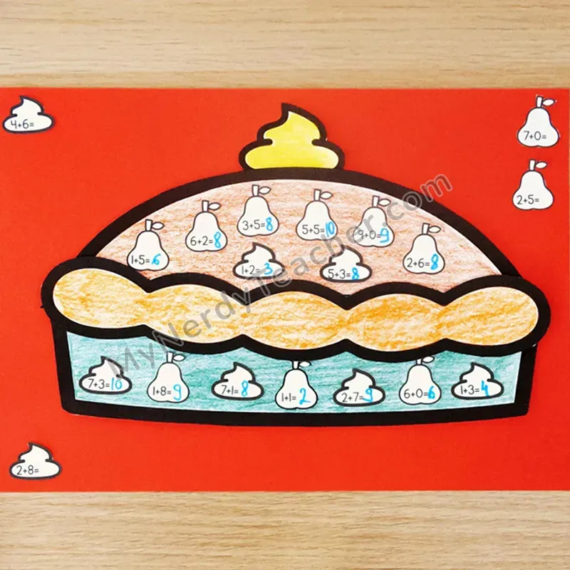 Pie Math Craft — Thanksgiving Cut and Paste Activity