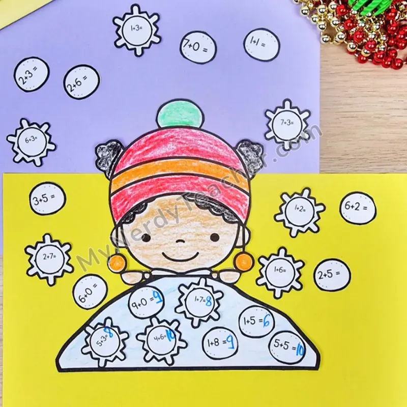 Winter Kids Math Craft — Winter Cut and Paste Activity