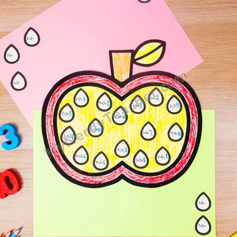 Apple Math Craft — Back to School Cut and Paste