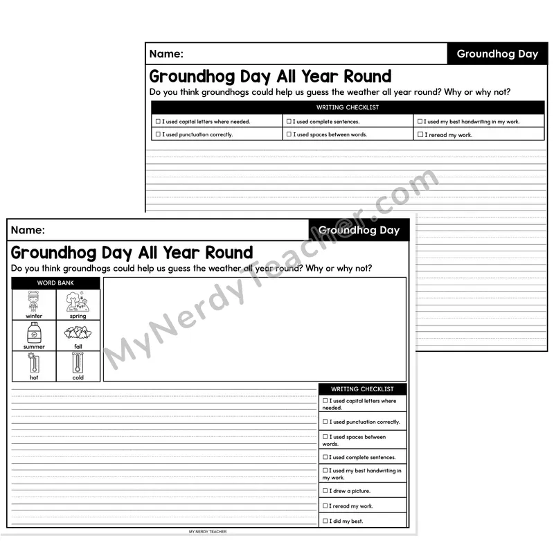 Groundhog Day Opinion Writing Prompt — Groundhog Day All Year Round