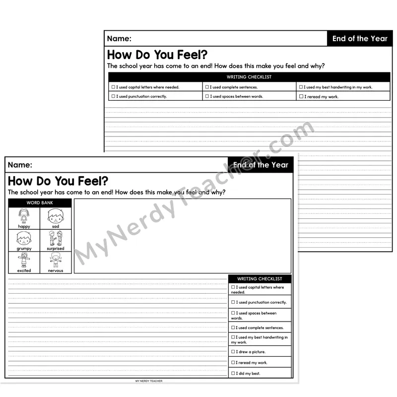 End of the Year Opinion Writing Prompt — How Do You Feel?