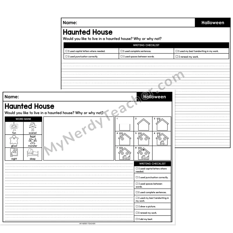 Halloween Opinion Writing Prompt — Haunted House