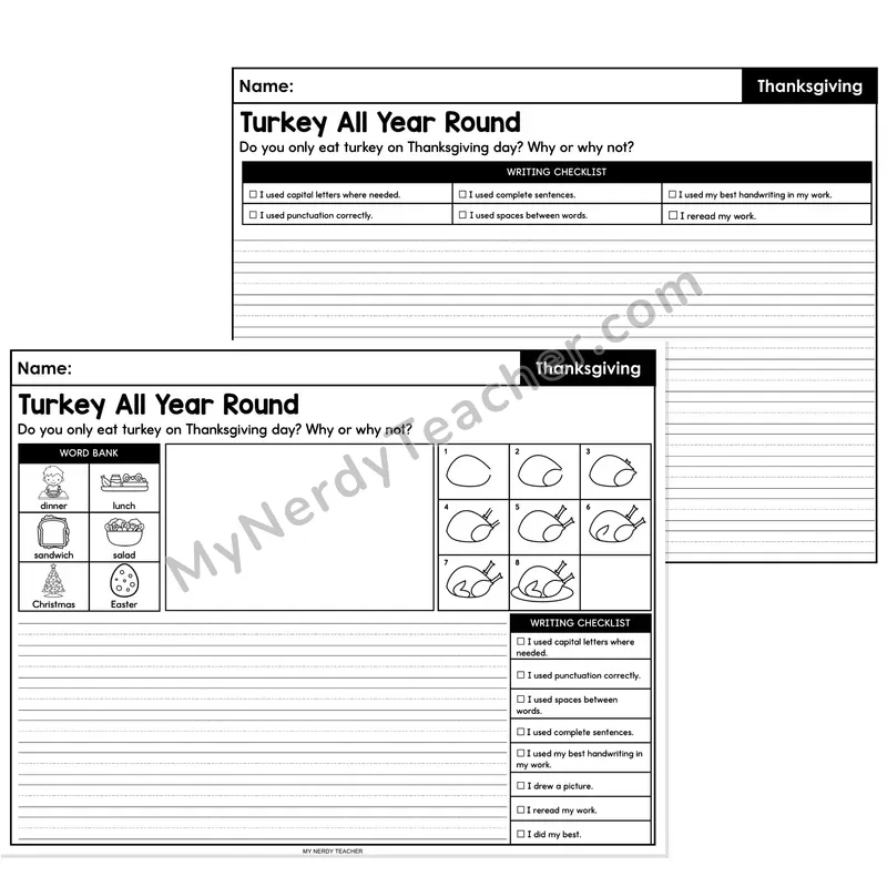Thanksgiving Opinion Writing Prompt — Turkey All Year Round