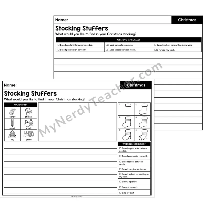 Christmas Opinion Writing Prompt (Lined) — Stocking Stuffers