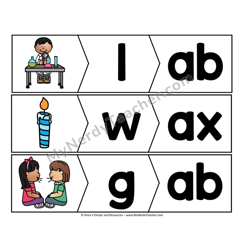 CVC Word Puzzles — Short A Picture and Letter Match Activity