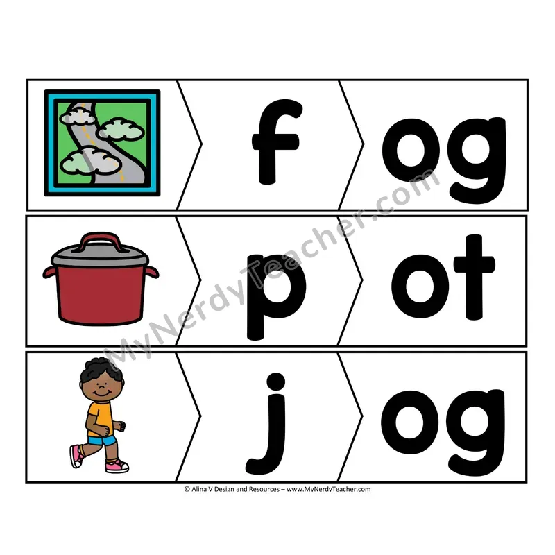 CVC Word Puzzles — Short O Picture and Letter Match Activity