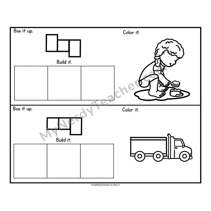 CVC Word Cards — Short I Color, Box It Up, Build It Activity