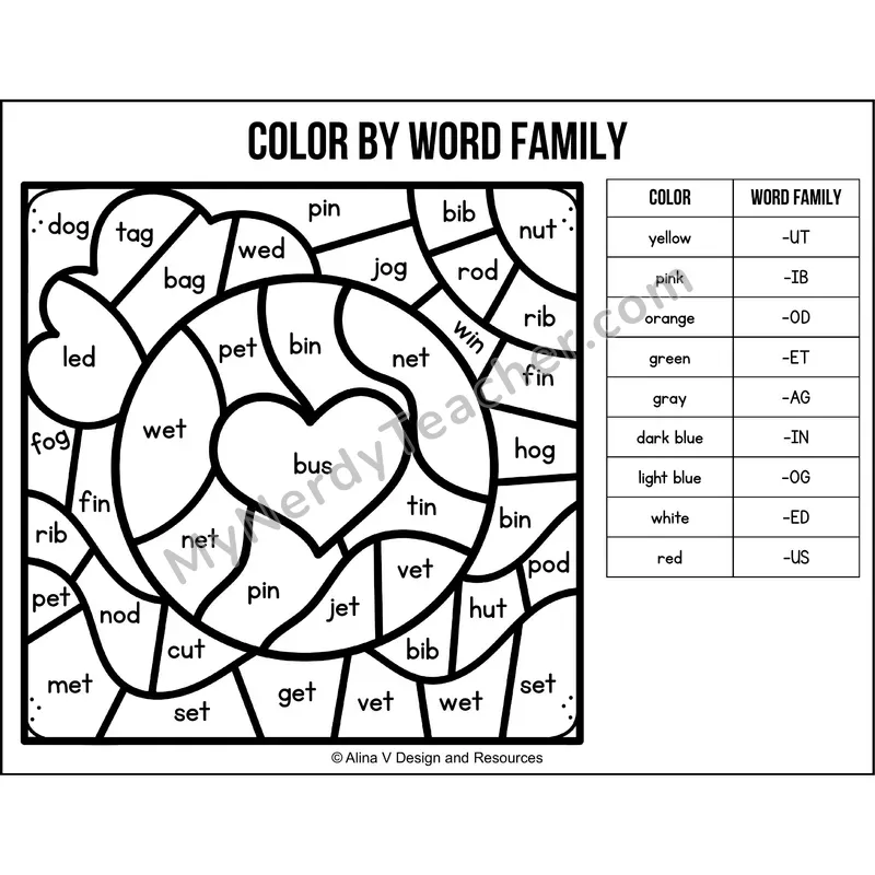 Color by Word Family — Earth Day CVC Short Vowel Coloring 3