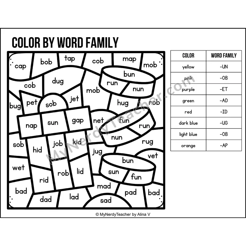 Color by Word Family — Diwali CVC Short Vowel Coloring 5
