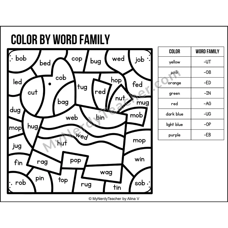 Color by Word Family — Cinco de Mayo CVC Short Vowel Coloring 3