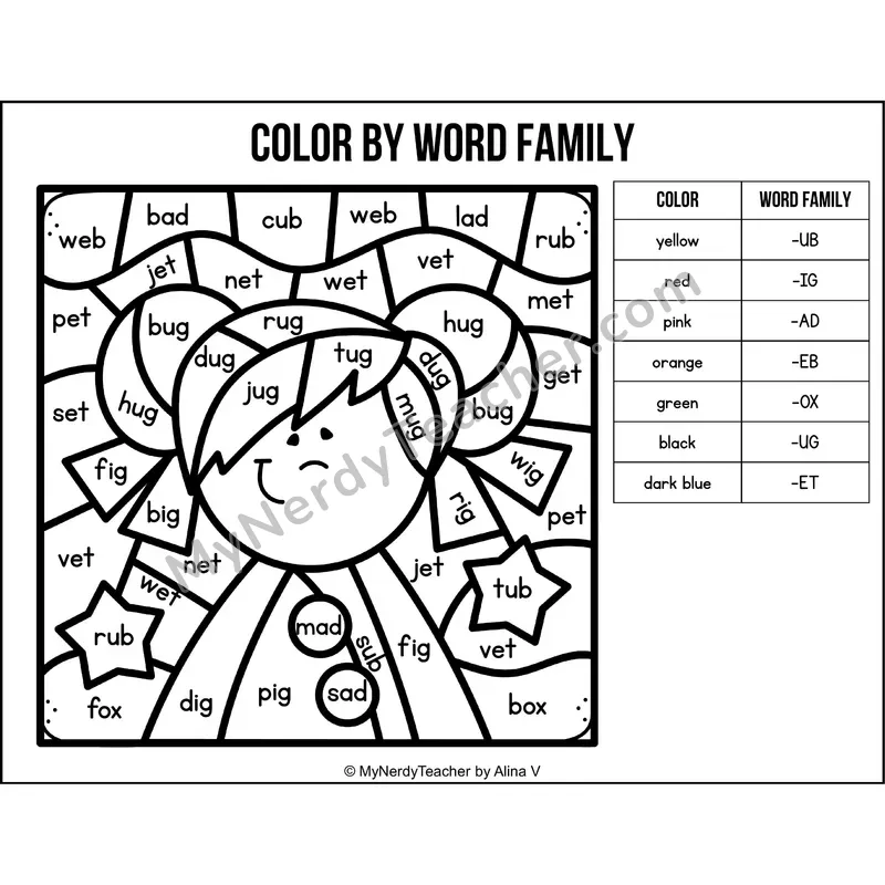 Color by Word Family — Chinese New Year CVC Short Vowel Coloring 4
