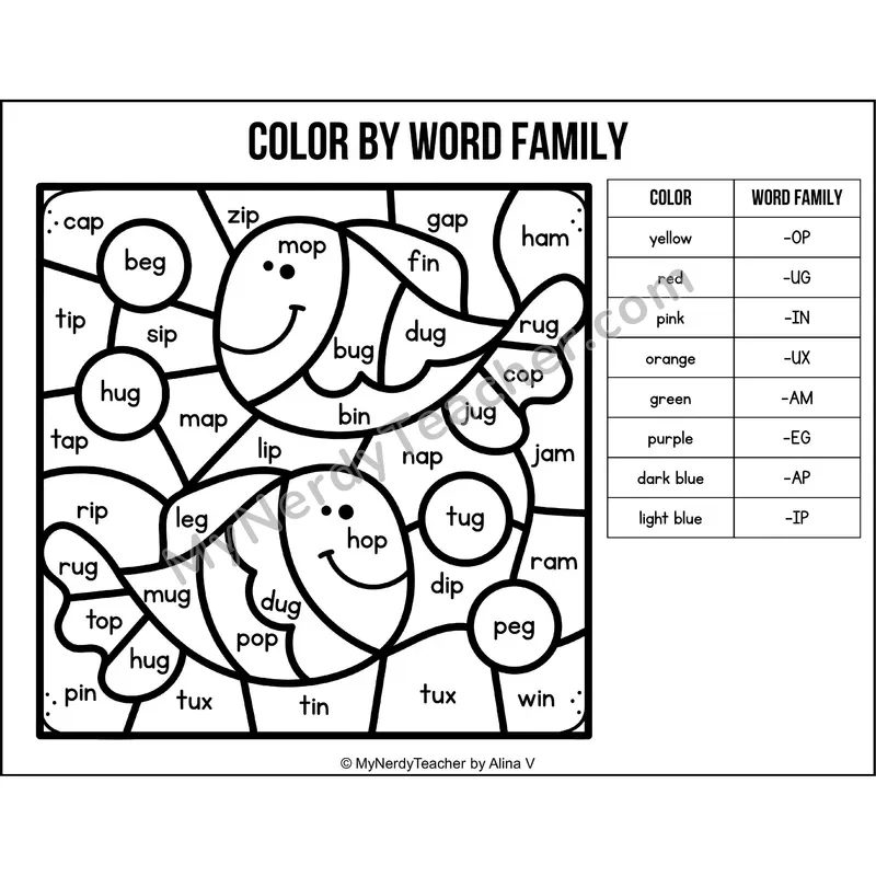 Color by Word Family — Chinese New Year CVC Short Vowel Coloring 3