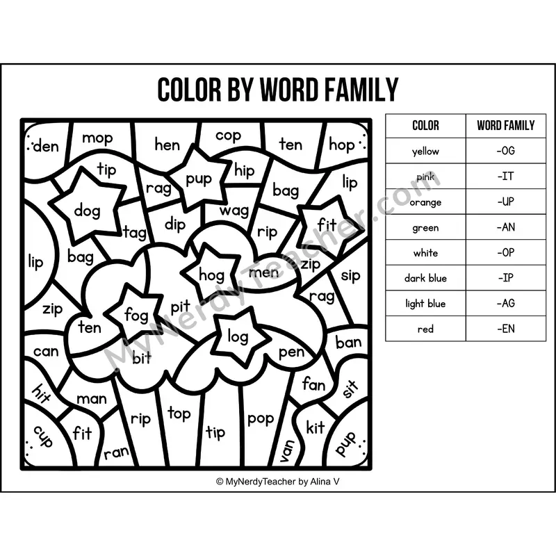 Color by Word Family — 4th of July CVC Short Vowel Coloring 3