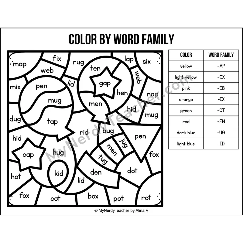 Color by Word Family — 4th of July CVC Short Vowel Coloring 5