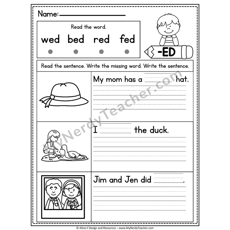 CVC Fluency Missing Words — -ED Word Family Write the Sentence