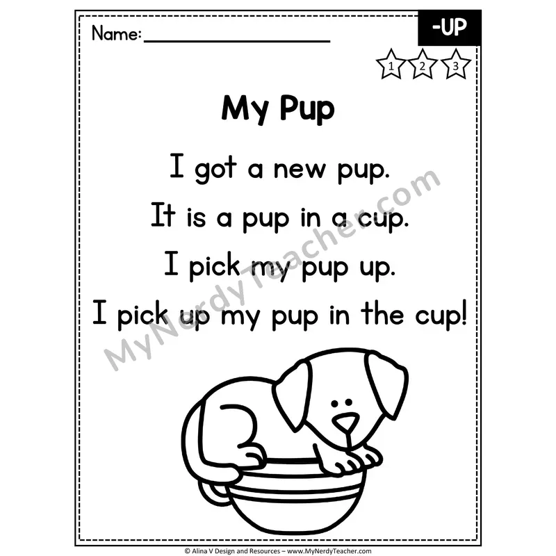 CVC Word Family Poem — -UP Decodable Reader for Fluency