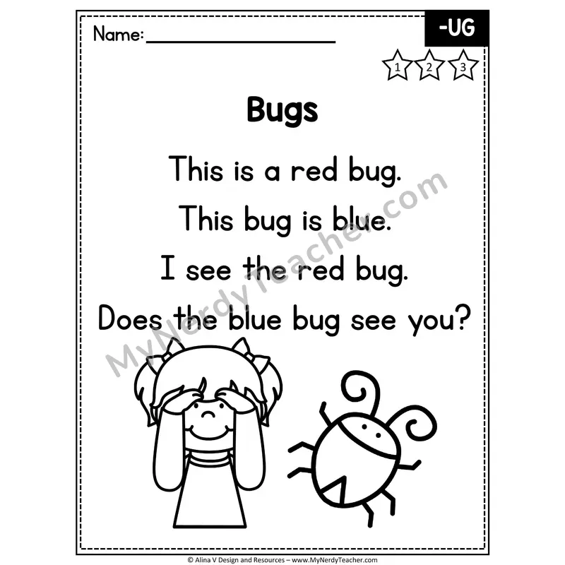 CVC Word Family Poem — -UG Decodable Reader for Fluency