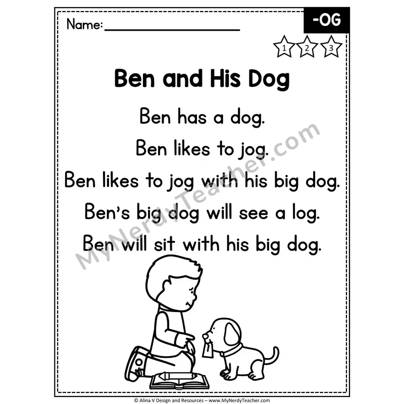 CVC Word Family Poem — -OG Decodable Reader for Fluency