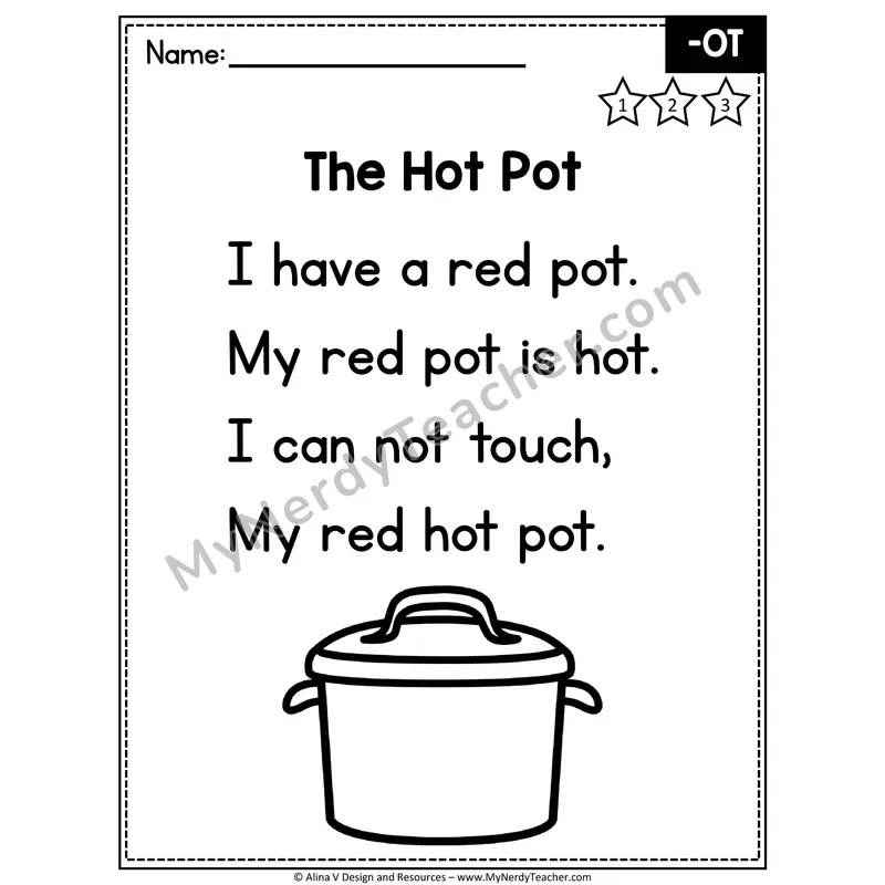 CVC Word Family Poem — -OT Decodable Reader for Fluency